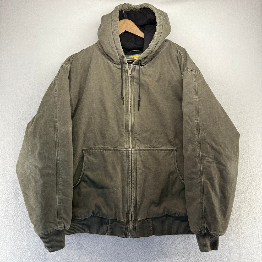 Vintage Cabelas Jacket Mens 2XL Tall Green Canvas Thinsulate Workwear Bomber